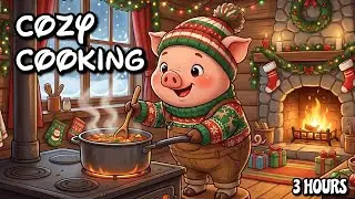 Cozy Christmas Cooking Ambience – Relaxing Cabin Fireplace & Winter Sounds (3 Hours)