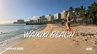Walking on Waikiki Beach | 4K Relaxing Beach Walk in Honolulu, Hawaii 🏖️