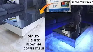 DIY LED LIGHTED MIRRORED COFFEE TABLE  // MADE OUT OF TV BOX//