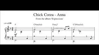Chick Corea - Anna - Piano Transcription (Sheet Music in Description)