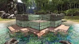 Glass Base on water with pool indoor - PVE base build   ARK Survival Evolved
