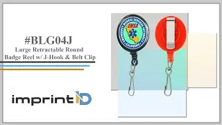 Large Retractable Round Badge Reel w/ J-Hook & Belt Clip #BLG04J