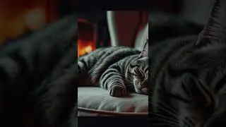 🐱🔥 Cozy Cat by the Fire | Pure Fire Sounds for Relaxation & Focus  #fireplacesounds #cat  #fireplace