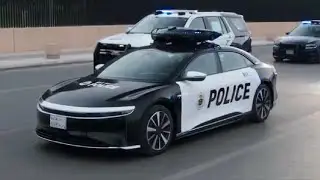 Lucid Air Police Car Revealed In Saudi Arabia With a DRONE carrier on it's roof
