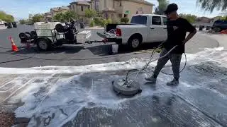 Pressure washing concrete driveway with backyard pool deck  in Las Vegas