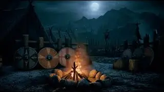 Viking Camp at Rest | Night Watch Ambience & Fire