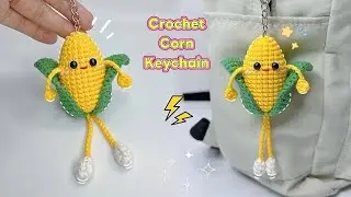 Crochet Long-Limbed Corn Keychain 🌽| Step-by-Step Tutorial