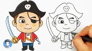 How to draw a cute pirate