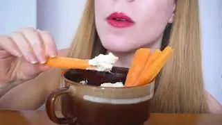 *Crunchy Eating Sounds* ASMR| Carrot sticks in Hummus dip| NO TALKING
