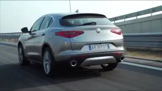 Alfa Romeo Stelvio Driving Video in Grey Trailer | AutoMotoTV