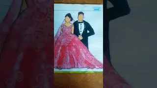 Couple dress illustration art |Dressart#satisfyingcreativeart#couple#art#bride#groom#dress#designer
