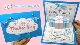 L&agrave;m thiệp 20/11 t&ocirc;ng m&agrave;u XANH-HỒNG/ DIY Teacher&rsquo;s Day Card/ Liam Channel