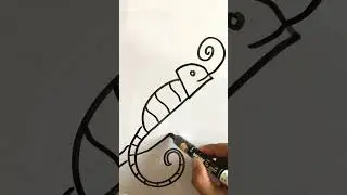 Cute chameleon drawing #chameleon #chameleonpaint #kidsart