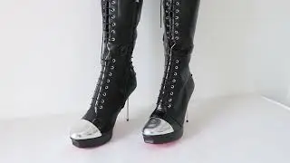Sorbern Plus Size 14Cm Boots Unisex 32Cm Feet Length Over The Knee Black Matt Platform Shoes