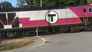 MBTA train through Pleasant st in Hanson MA