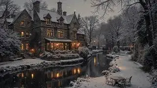 Dark Gothic Library by the River | Melancholic Piano for Reading, Studying, Relaxing | Dark Academia