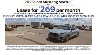 2025 Ford Mustang Mach-E Lease Special Plus Free Delivery. See dealer for details.