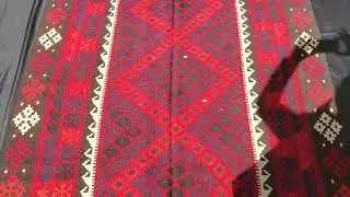 6x9 Red Kilim Rug, Handwoven Flateweave Wool Area Rug | 1.8m x 2.7m (5.9ft x 8.9ft)