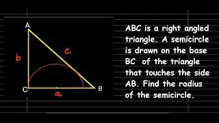 Semicircle on base of right angle triangle touches another side as tangent Find radius  Ray of Maths