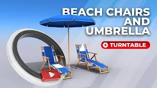 Beach Chairs With Umbrella low-poly 3D model by Rescue3D Assets
