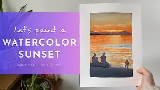 Paint & Chill with me. Vancouver Island Sunset, watercolor painting tutorial
