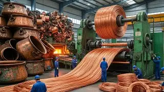 These Massive Machines Turn Old Copper Pots Into Pure Wire | Inside the Copper Recycling Factory