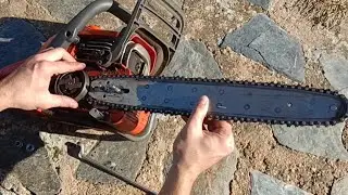 Como tensar la cadena de la motosierra. Motosierra Husqvarna 120.