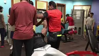 Sadguru mission fitness 130pound doumbell incline chst press training