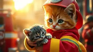 Ginger Kitten Becomes a Real Firefighter! 🧡🐾 Cute Cats Doing Human Things