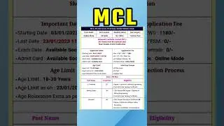 mcl vacancy 2022    new govt job vacancy 2022 #shorts #viral #latest