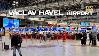 [4K] V&aacute;clav Havel Airport in Prague Czechia 🇨🇿🐧 Walking Tour