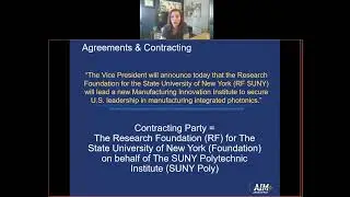 AIM Photonics Agreements and Contracting. Chandra Cotter, Technology Offering Program Manager.