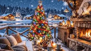 Christmas Jazz in a Warm Cabin 🎅 Snowfall, Fireplace Glow & Cozy Holiday Ambience for Deep Sleep