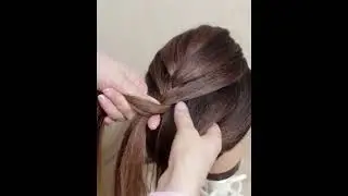 Низкий пучок с косой. #короткоевидео #прически #прическипучок