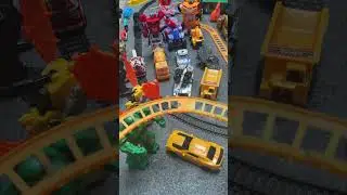 Send it!! Train and Fire Truck Robocar Poli #modelrailroad #railway #train #funny #shorts
