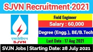 SJVN Field Engineer Recruitment 2021 | SJVN Recruitment 2021 | SJVN Field Engineer Vacancy #SJVN