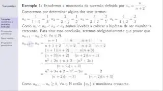 Matemática 11 - Sucessões - Aula 2: Sucessões monótonas (v)