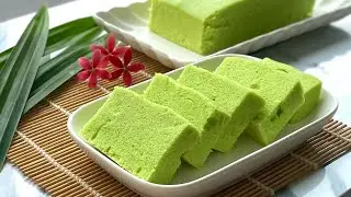 Steamed Pandan And Coconut Milk Cake Without Yeast And Oil (Blender Method)