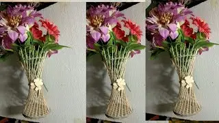 bamboo sticks flower vase with cord bord#10qaaa@10qaaa#10qaaa#10q aaa#self meda flower vase in home