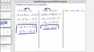Simplify Variable Expressions with Decimals Using Distribution