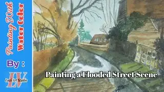 Melukis Pemandangan Jalan Tergenang air||Painting a Flooded street Sacane
