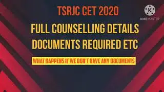 TSRJC CET 2020 COUNSELLING DETAILS