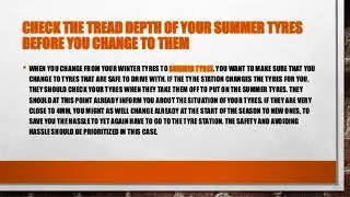 Check the tread depth of your summer tyres before you change to them