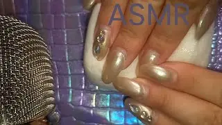 🍰✨ Sticky Ice Cream Cake ASMR with Sparkly Nails | Violet Lilac Crystal Mic 💜🎤