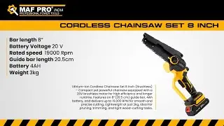 Power Meets Precision! Maf pro 8-Inch Brushless Cordless Chainsaw (20V) | MCCS07