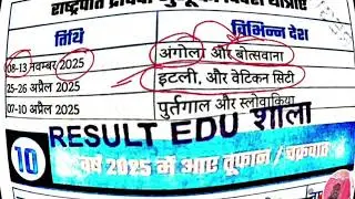 President ki Pramukh yatra / राष्ट्रपति की प्रमुख यात्रा 2025