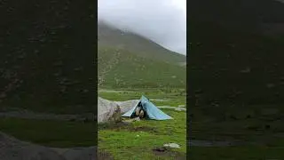 rain break 🌧️ hiking Ak-Sun Traverse in Kyrgyzstan #camping #mountains #travel