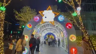 Красивые рождественские украшения на небоскребе Taipei 101 в 2025 году.