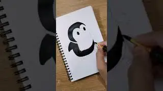 Painting a cute penguin with acrylic colours #shorts #art #artist #painting #penguin