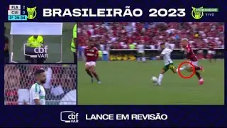 Lance do p&ecirc;nalti para o Cuiab&aacute; contra o Flamengo - P&ecirc;nalti do Varela no Clayson